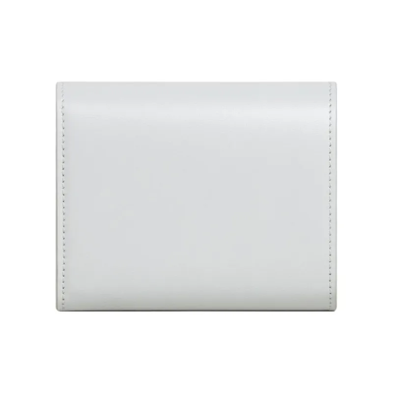 CELINE Triomphe Shiny Calfskin Wallet Small Size Women's Moon White-2