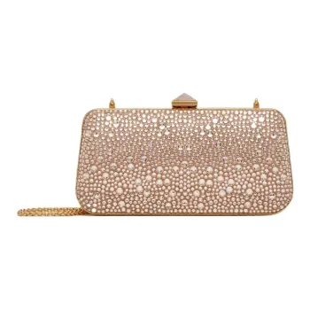 Valentino CARRY SECRETS Rhinestone One Shoulder Crossbody Clutches Women's Gold Quartz