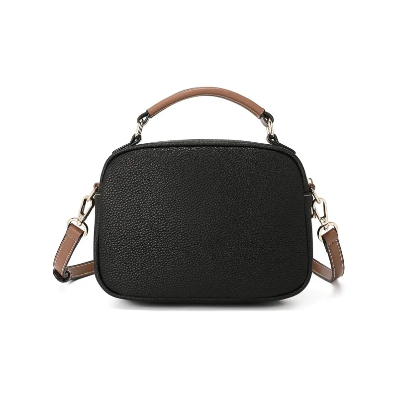MEXICAN Cow Leather Pandora Bag, One Shoulder Handbag Regular Women's Midnight Black/Almond White/Trench Gray-3