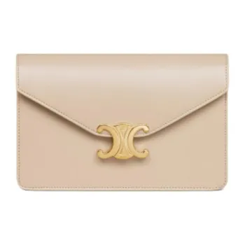 CELINE Cow Leather Wallet Mini Women's Nude