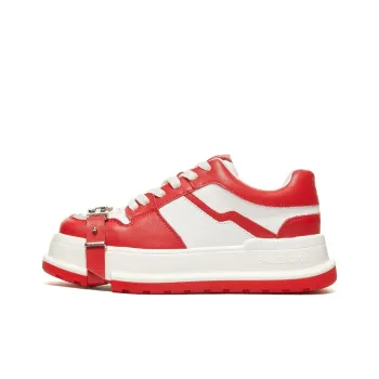 BURGELY Warm Lightweight Breathable Height Increasing Low Top Skateboard Shoes Women's Red
