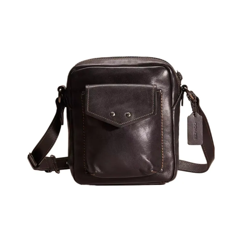 COACH Jaxson Calfskin Shoulder Bag Crossbody Bag Small Size Men's Black Copper & Black-0