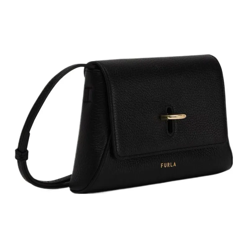 Furla Leather Shoulder Bag, Crossbody Bag Regular Women's Black-1