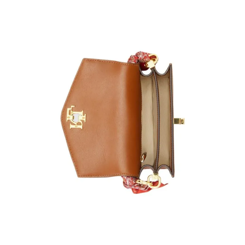 Polo Ralph Lauren Cow Leather Envelope Bag One Shoulder Handbag Crossbody Bag Small Size Women's Brown-3