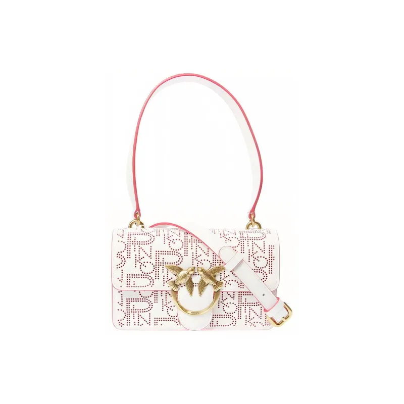 PINKO PINKO Love Icon Cow Leather Swift Bag Handbag Shoulder Bag Crossbody Bag Small Size Women's Ecru-0