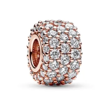 Pandora Gold Plated Copper Silver Alloy Synthetic Cubic Zirconia Pendants Women's Rose Gold