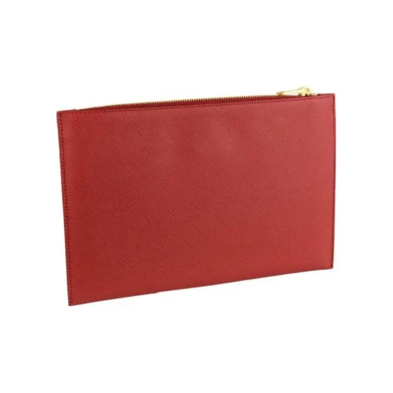 PRADA Leather Clutch Women's Red-1