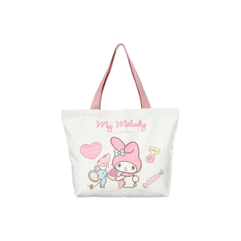 Sanrio Polyester-Cotton Blend Tote Bag Shopping Bag Handbag Shoulder Bags Medium Size Women's White Pink