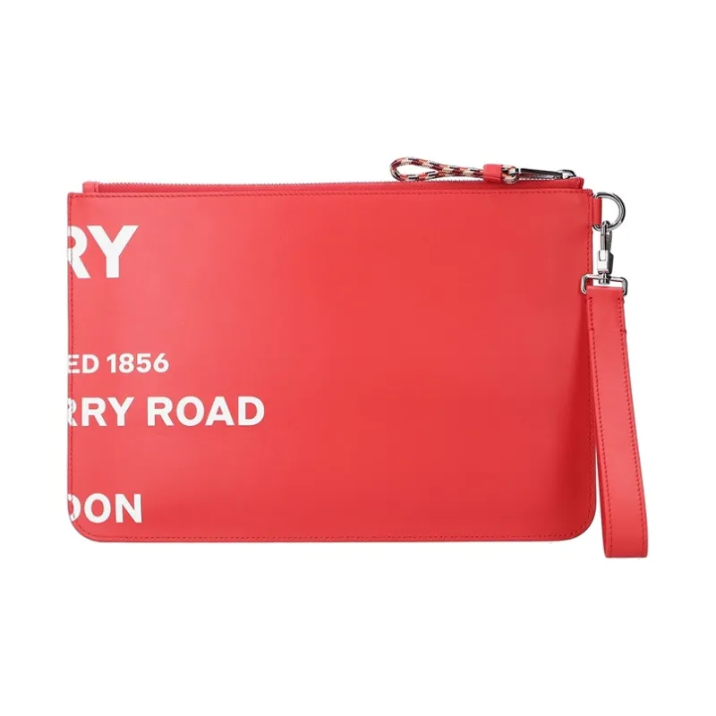 Burberry Leather Clutch Men's Red-2
