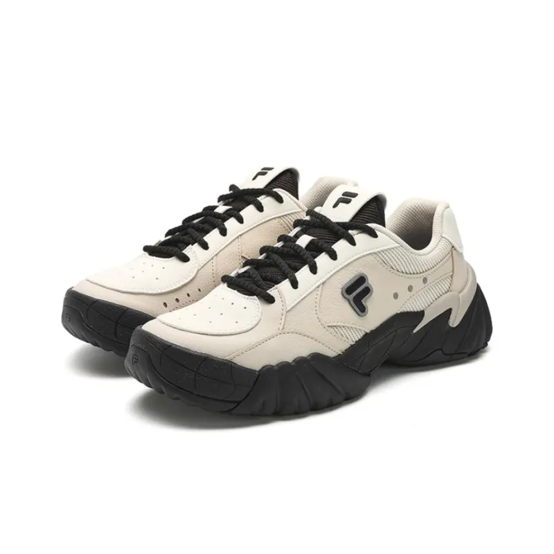 FILA FUSION TRIBE Cushioned Wear Resistant Lightweight Low Top Casual Shoes Women's Black White-1