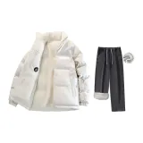 Light khaki padded clothing + soot and fleece denim