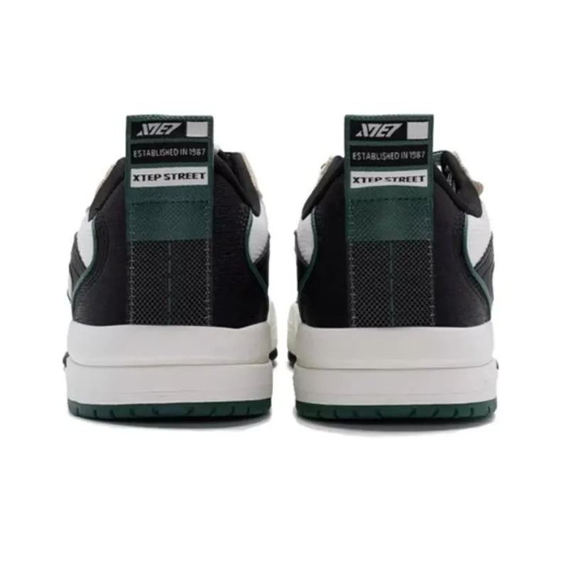 XTEP Yujie Anti Slip Wear Resistant Low Top Skateboard Shoes Men's Black White-1