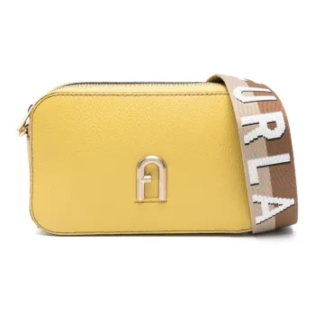 Furla Primula Calfskin Camera Bag Shoulder Bag Crossbody Bag Mini Women's Lemon Yellow