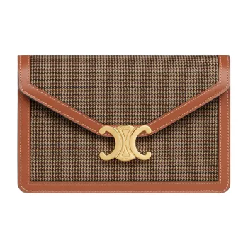 CELINE Fabric With Cow Leather Patchwork Trim Shoulder Bag Crossbody Bag Wallet Mini Women's Multicolor