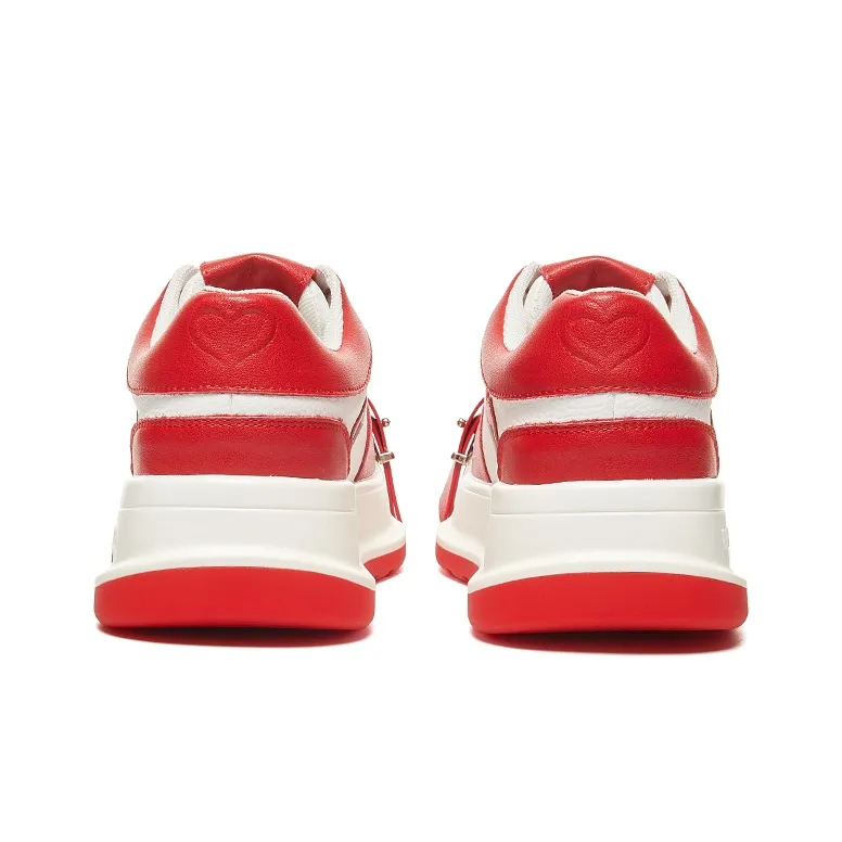 BURGELY Thermal, Lightweight, Breathable, Height Increasing Low Top Skateboard Shoes Women's Red-3