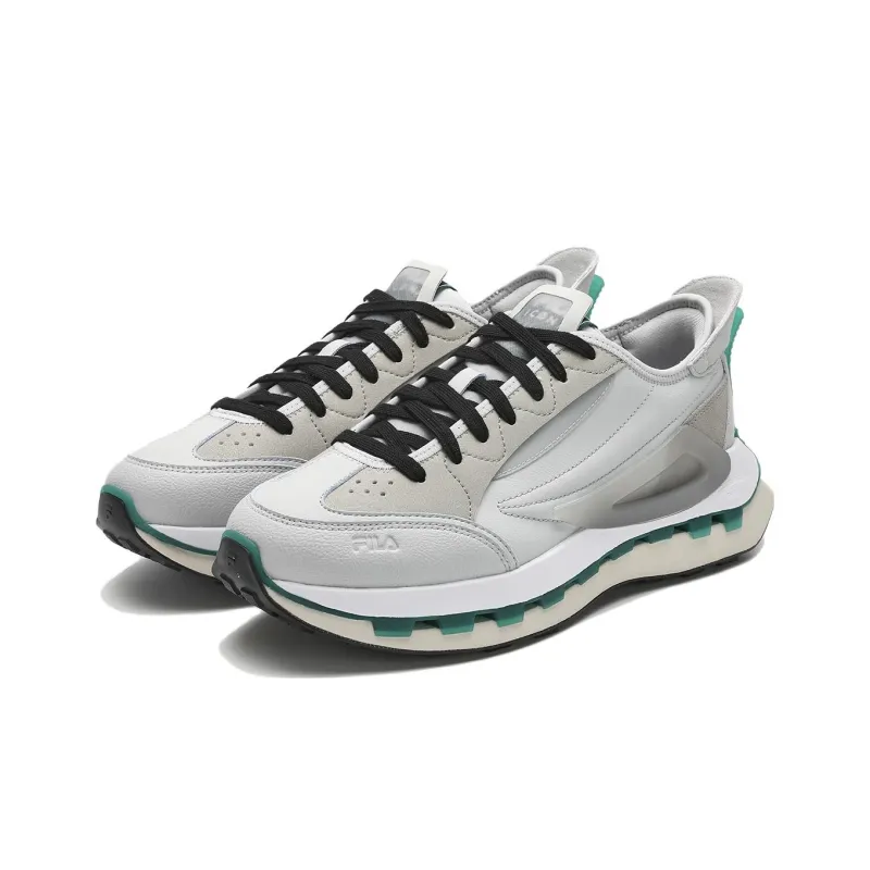 FILA KM Durable Breathable Lightweight Low Top Casual Running Shoes Men's White Gray-1