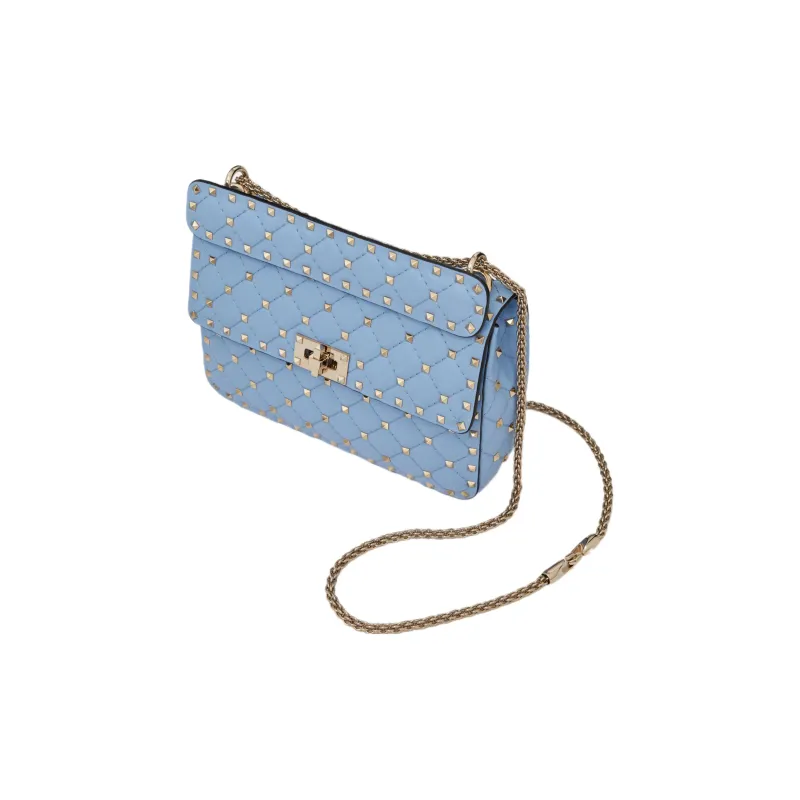 Valentino ROCKSTUD SPIKE Quilted Nappa Leather Portable Crossbody Bag, Shoulder Bag Women's Cerulean-4