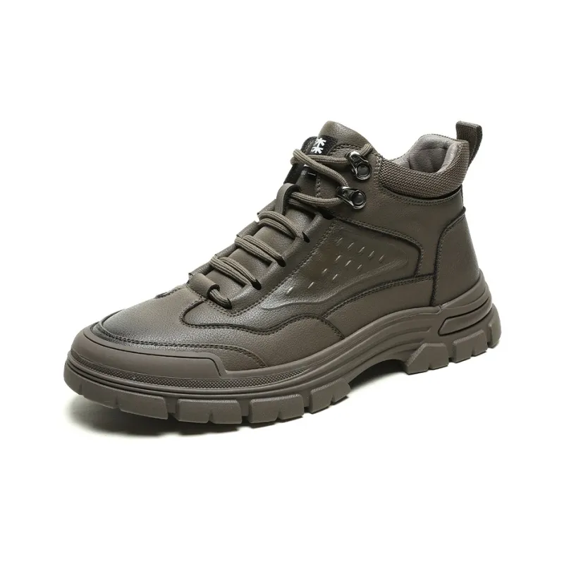 Mulinsen Work Boots Men High Top Black/Khaki-9
