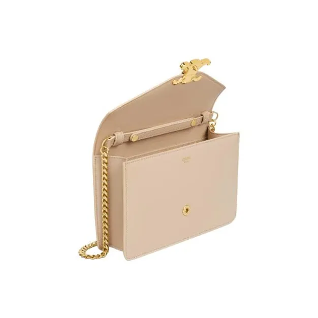 CELINE Cow Leather Wallet Mini Women's Nude-3