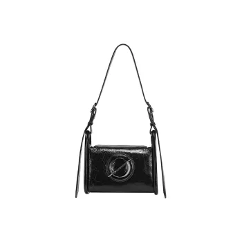 JELLYTOYBOY Cow Leather Patchwork With Artificial Leather Curvy Pack Shoulder Bag Crossbody Bag Women's Black