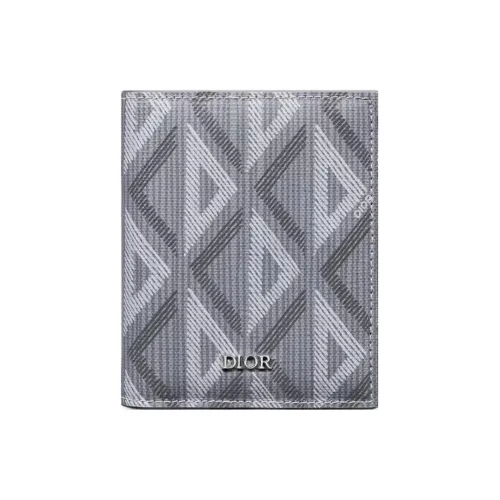 DIOR CD Diamond Canvas With Smooth Calfskin Wallet Men's Gray