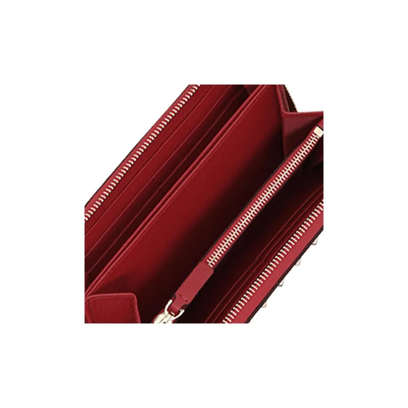 Valentino Grained Calfskin Wallet Women's Red & Black-3