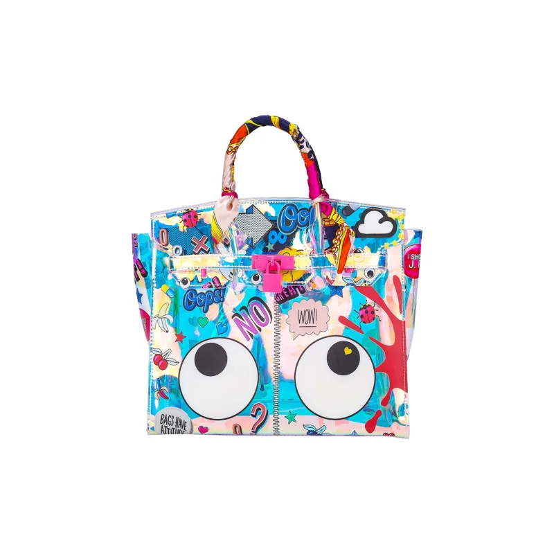 MQ PVC Tote Bag Crossbody Bag Shoulder Bag Combo Bag Handbag Large Size Women's Iridescent-1
