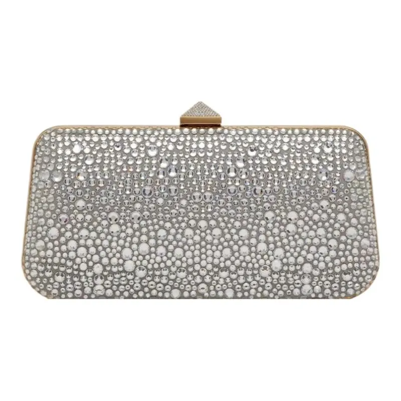 Valentino Rhinestone Clutch Women's Silver-0