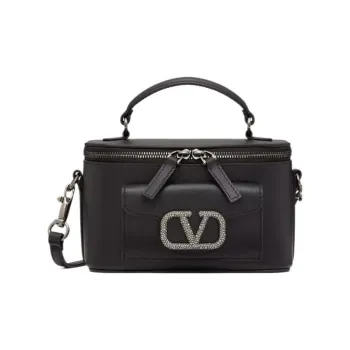 Valentino Locò Calfskin Shoulder Bag Crossbody Bag Handbag Mini Women's Black