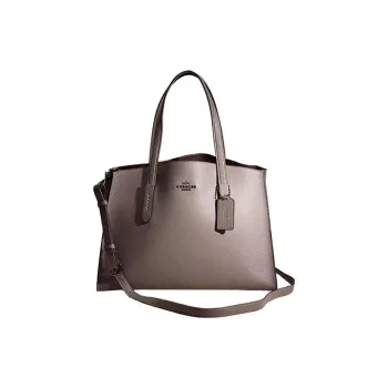 COACH Polished Pebbled Leather Tote Bag Shopping Bag Shoulder Bag Handbag Large Size Women's Heather Gray