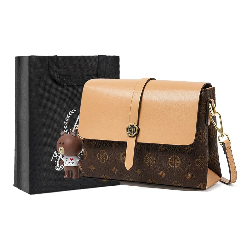 AOKANG PVC With Synthetic Leather Small Square Bag Shoulder Bag, Crossbody Bag Small Size Women's Cocoa Coffee/Coffee-5