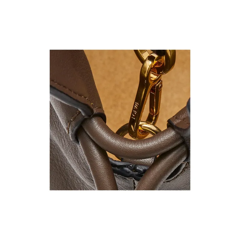 LOEWE Flamenco Nappa Cow Leather Clutch Mini Women's Chocolate-4