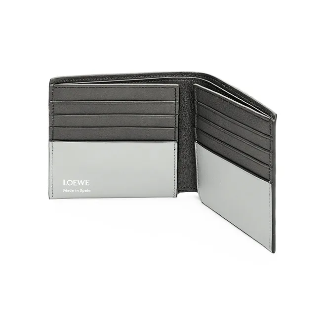 LOEWE Shiny Nappa Cow Leather Wallet Men's Pearl Gray & Dark Gray-2