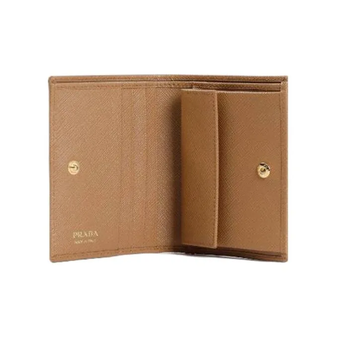 PRADA Saffiano Leather Wallet Small Size Women's Tan-2