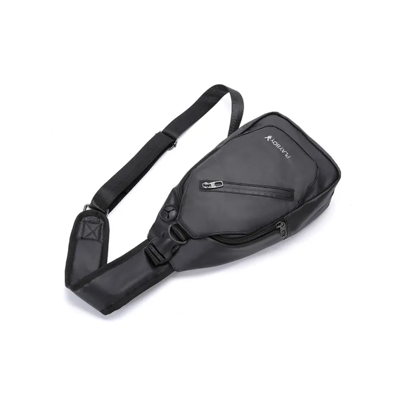 Playboy Fabric Crossbody Bag, Sling Bag Men's Black-2