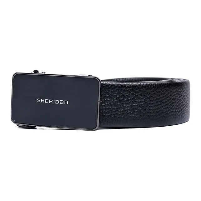 SHERIDan Business Formal Automatic Buckle Cow Leather Belt Men's Black-3