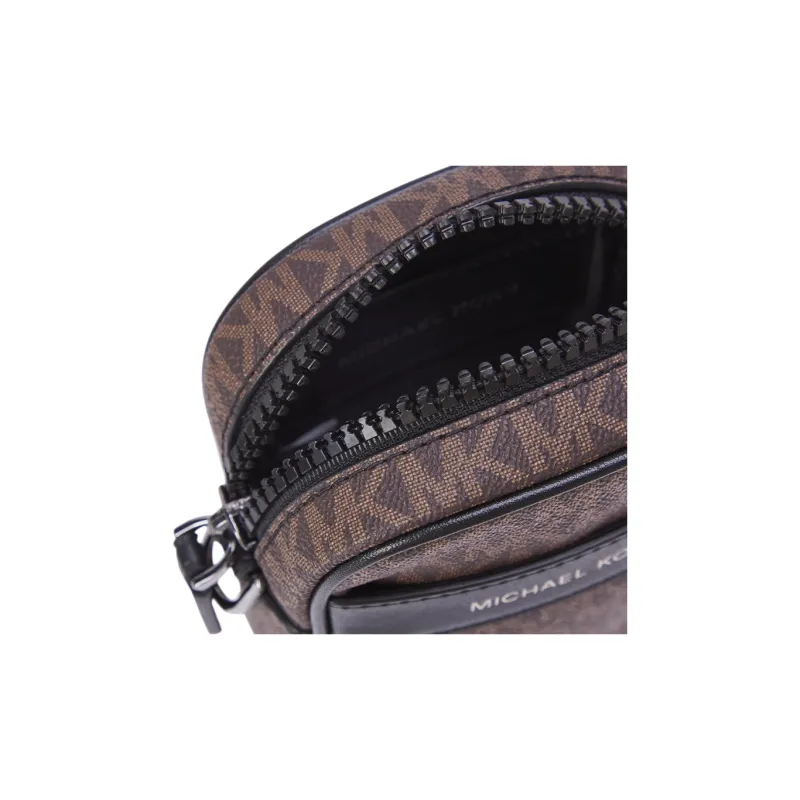 MICHAEL KORS Greyson Artificial Leather Cell Phone Pouch, Shoulder Bag, Crossbody Bag Mini Men's Dark Brown & Black-4