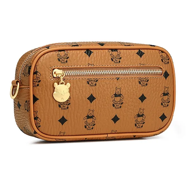 Disney Leather Boston Bag, Camera Bag, Crossbody Bag, Shoulder Bag Women's Brown-1