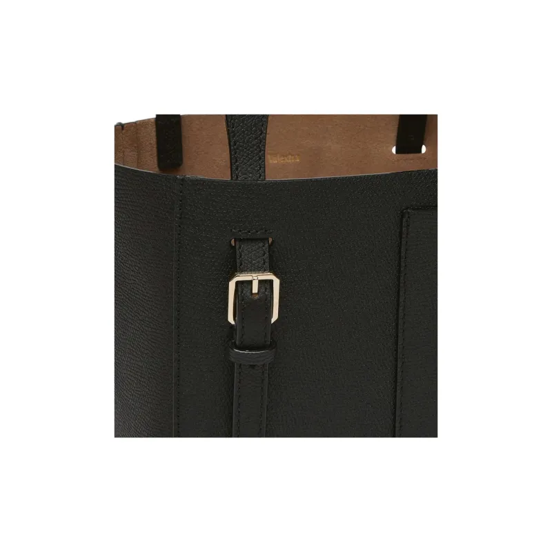 Valextra Calfskin Bucket Bag Handbag Shoulder Bag Women's Black-3