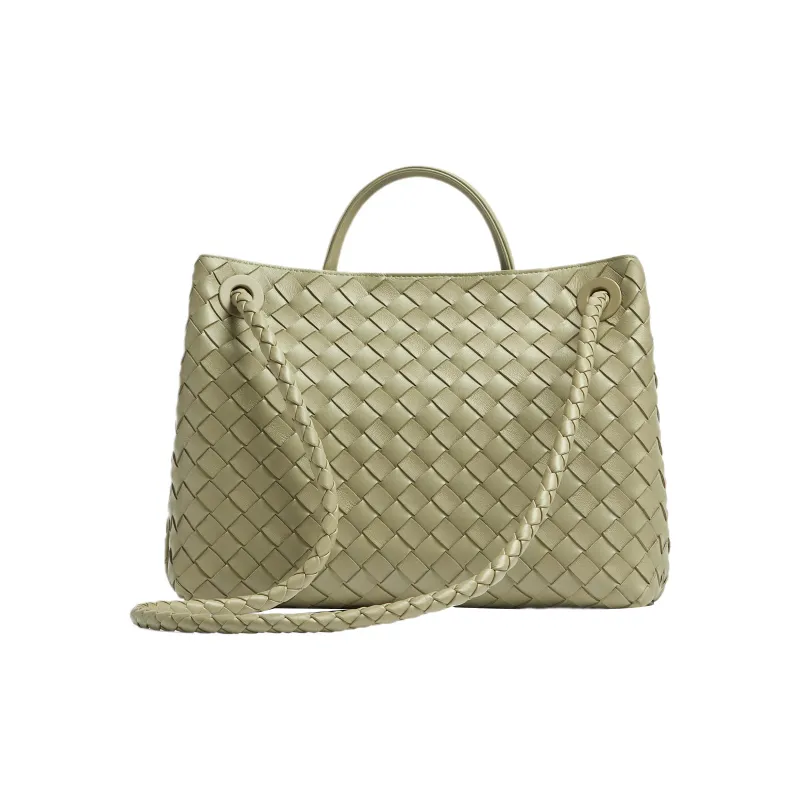 Bottega Veneta Andiamo Series Sheepskin Shoulder Bag Crossbody Bag Handbag Medium Size Women's Limestone Green-2