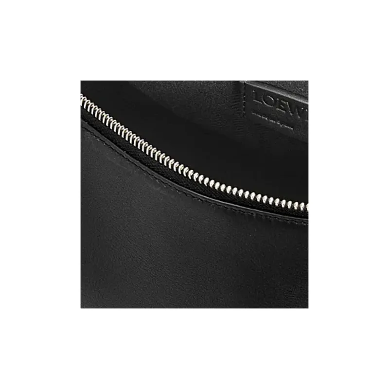 LOEWE Cubi Soft Smooth Cow Leather With Jacquard Fabric Handbag, Shoulder Bag Men's Black-3