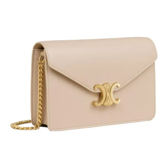 CELINE Cow Leather Wallet Mini Women's Nude-1
