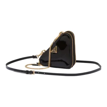 PRADA Leather One Shoulder Crossbody Clutch Mini Women's Black