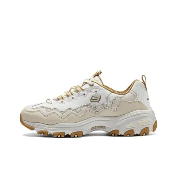 Skechers D'LITES 1.0 Support Lightweight Low Top Casual Shoes Women's White Beige