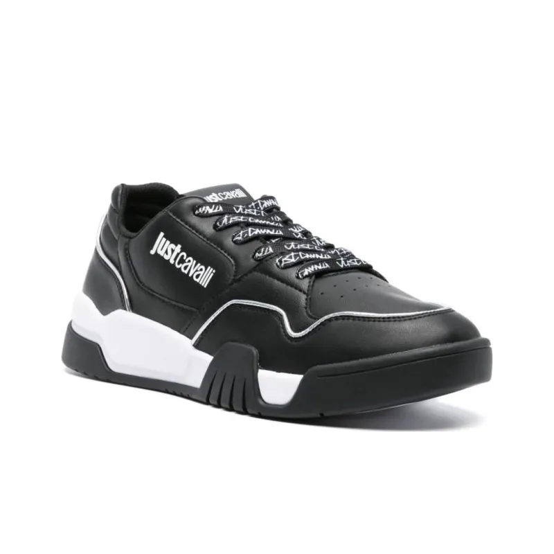 Just Cavalli Logo-print Metallic Leather Sneakers-2