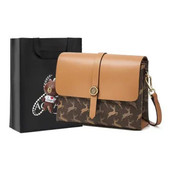 AOKANG PVC With Synthetic Leather Small Square Bag Shoulder Bag, Crossbody Bag Small Size Women's Cocoa Coffee/Coffee