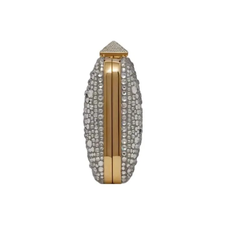 Valentino Rhinestone Clutch Women's Silver-3