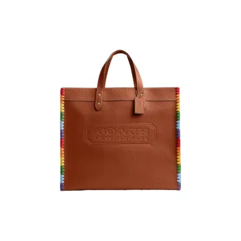 COACH Field Cow Leather Tote Bag, Shopping Bag, Handbag Large Size Women's Brown