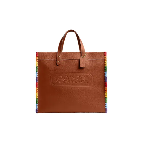 COACH Field Cow Leather Tote Bag, Shopping Bag, Handbag Large Size Women's Brown