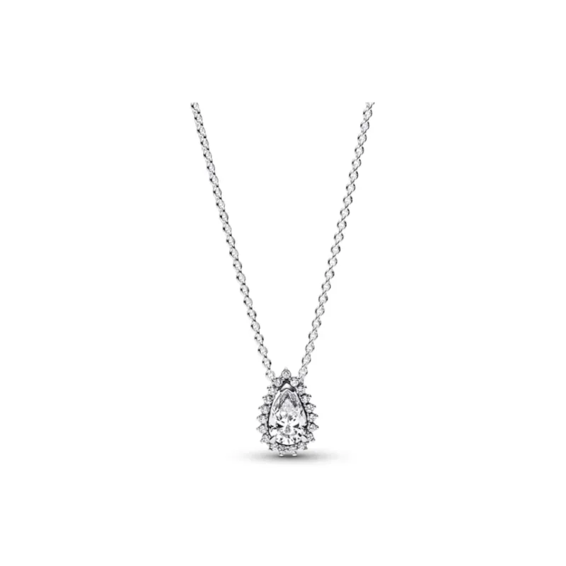 Pandora 925 Sterling Silver Synthetic Cubic Zirconia Necklaces Women's Silver-0